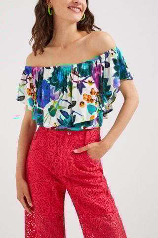Top Turquoise en Wit