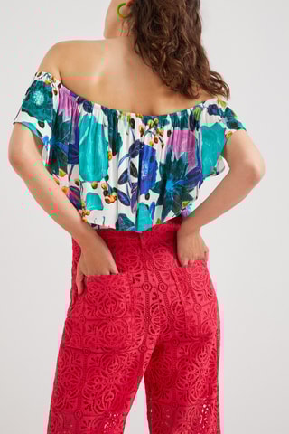 Top Turquoise en Wit