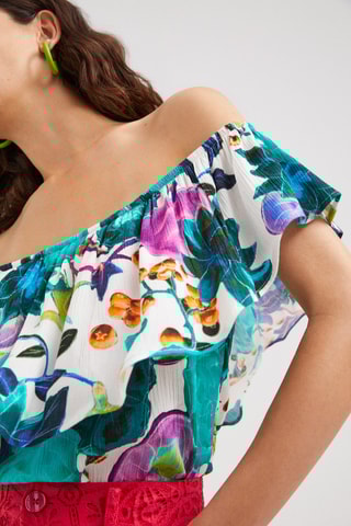 Top Turquoise en Wit