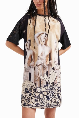 Korte Jurk Zwart en Beige
