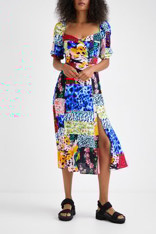 Trapezium Jurk Roze en Donkerblauw