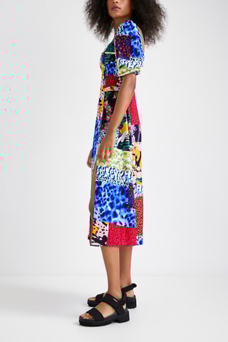 Trapezium Jurk Roze en Donkerblauw
