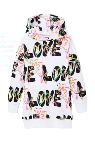 Sweaterjurk regular met Capuchon - Wit