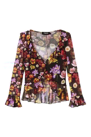 Blouse met ruches - Bruin