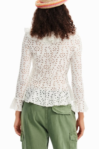 Blouse met ruches - Ecru