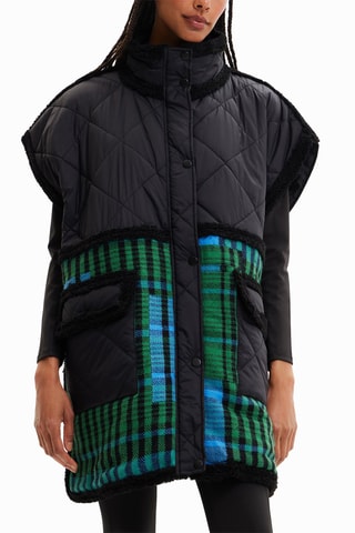 Bodywarmer van 2 Materialen Zwart