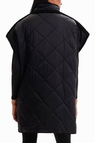 Bodywarmer van 2 Materialen Zwart