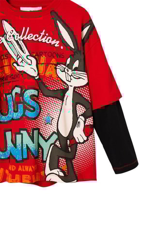 T-shirt Trompe-l'oeil Bugs Bunny Looney Tunes - Rood