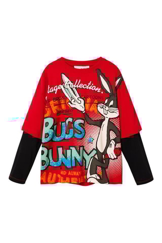 T-shirt Trompe-l'oeil Bugs Bunny Looney Tunes - Rood