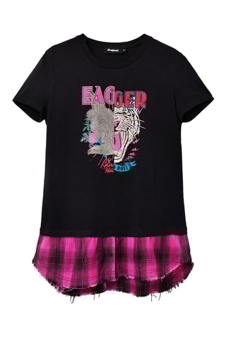 T-shirt Trompe-l’œil - Zwart