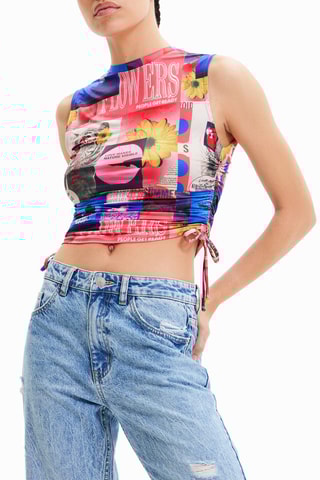 T-shirt Slim Fit - Blauw en Roze