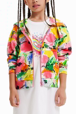 Sweater met Capuchon - Oranje en Roze