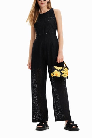 Jumpsuit 2 Materialen - Zwart