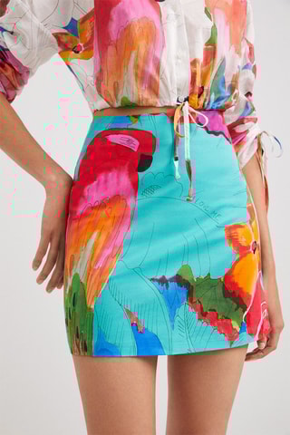 Minirok Turquoise en Roze