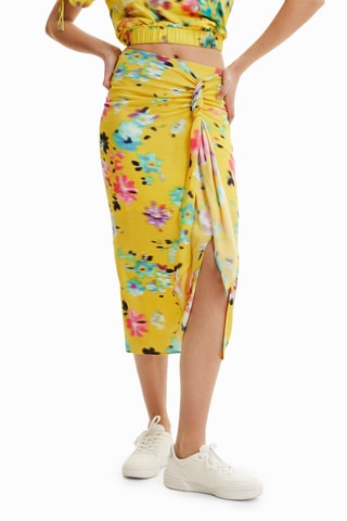 Midirok Hoge Taille - Geel en roze