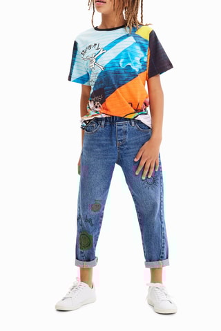 T-shirt - Blauw en Oranje