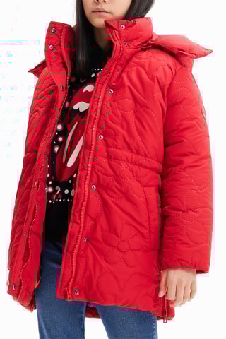 Gewatteerde Jas met Capuchon - Rood