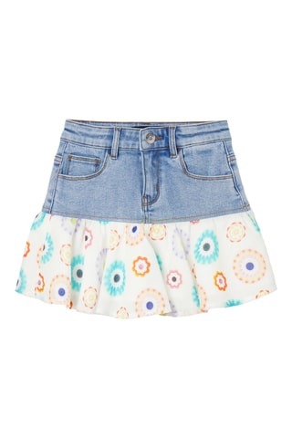 Rok van 2 materialen - Blauw