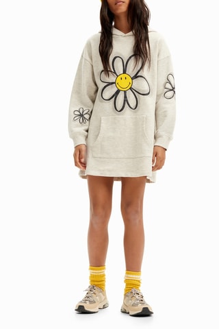 Sweaterjurk met Capuchon - Gemêleerd Beige