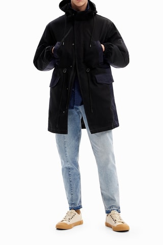 Parka met Capuchon - Zwart en Donkerblauw