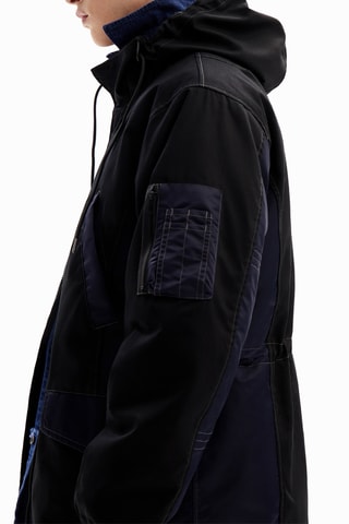 Parka met Capuchon - Zwart en Donkerblauw