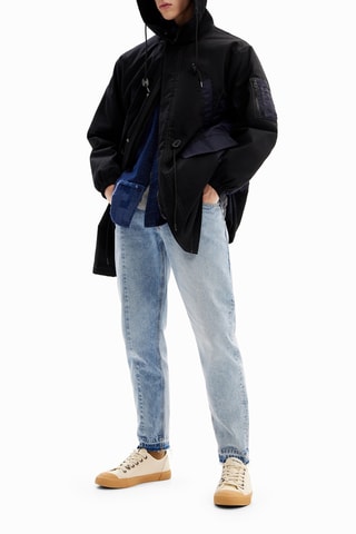 Parka met Capuchon - Zwart en Donkerblauw