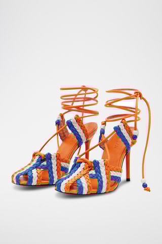 Lamsleren Sandalen met Hak - Oranje