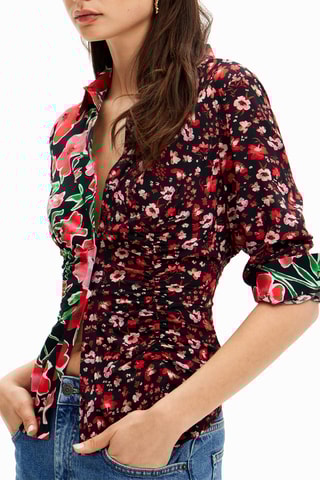Blouse Regular Fit - Zwart en Rood