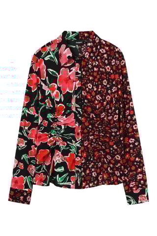 Blouse Regular Fit - Zwart en Rood