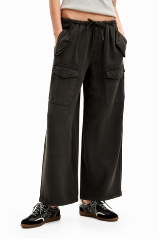 Cargobroek Hoge Taille - Zwart
