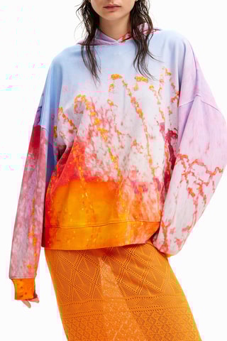 Oversized Sweater met Capuchon - Oranje