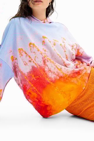 Oversized Sweater met Capuchon - Oranje