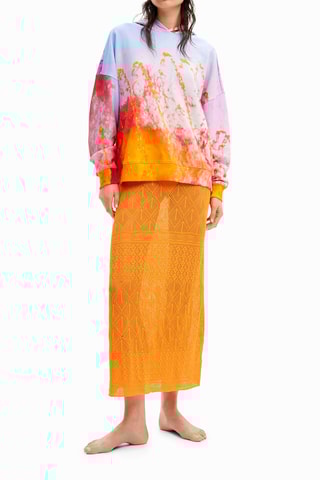 Oversized Sweater met Capuchon - Oranje