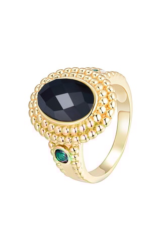 Ring - Zilver Doublé Geelgoud en Onyx