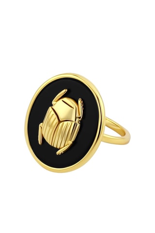 Ring Zilver Doublé Geelgoud en Onyx
