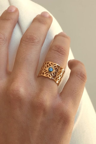 Ring - Zilver Doublé Geelgoud en Labradoriet
