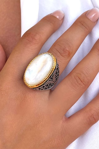 Ring Zilver en Parelmoer