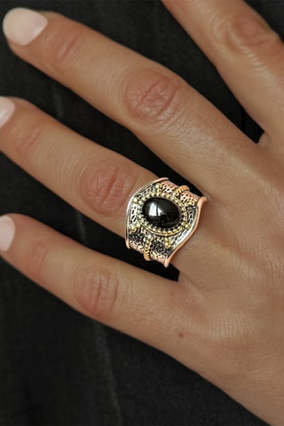 Ring Zilver, Zilver Doublé en Onyx
