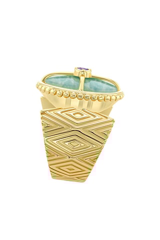 Ring - Zilver Doublé Geelgoud, Amazonieten