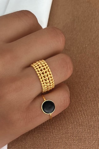 Bague Argent doré à l'or jaune et onyx