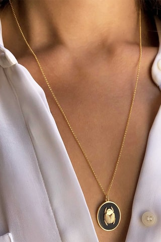 Ketting Zilver Doublé Geelgoud en Onyx
