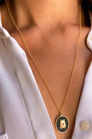 Ketting Zilver Doublé Geelgoud en Onyx