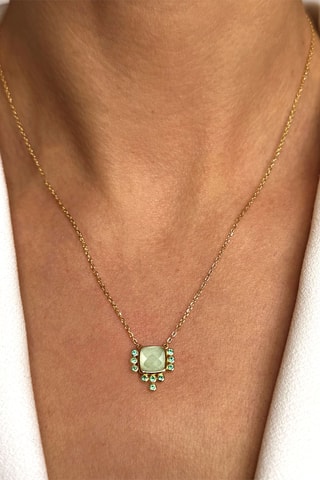 Ketting - Zilver Doublé Geelgoud en Groene Kwarts