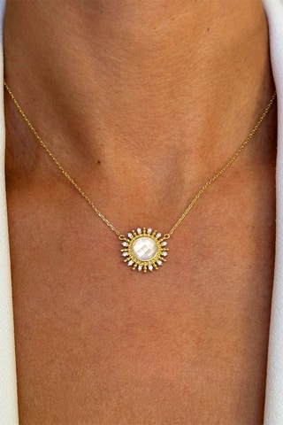 Ketting - Zilver Doublé Geelgoud en Parelmoer