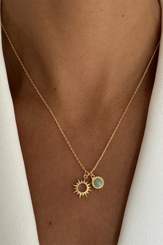 Ketting - Zilver Doublé Geelgoud en Amazoniet