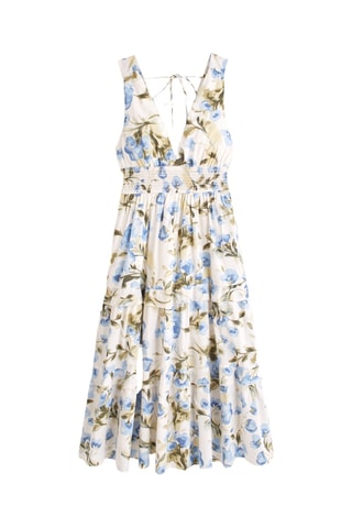 Robe volantée - Blanc et Ciel