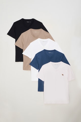 5 t-shirts - Noir et bleu pétrole