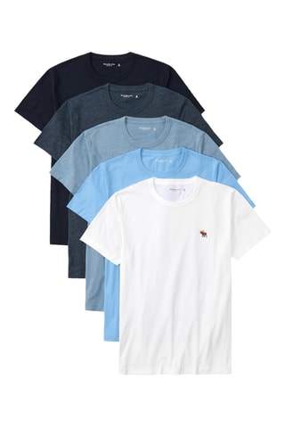 5 t-shirts - Blanc et turquoise