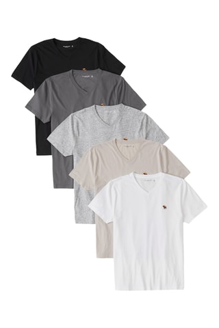 5 t-shirts - Blanc et beige