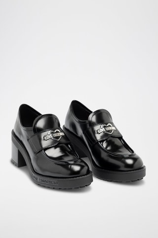 Mocassins à talons en cuir - Noir
